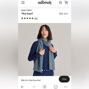 Allbirds The Scarf Blue Grey Marl- Worn Once!